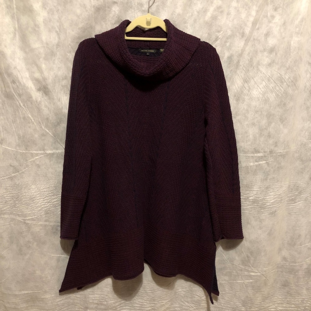 Jeanne Pierre Purple Cowl Neck Knit Tunic Large